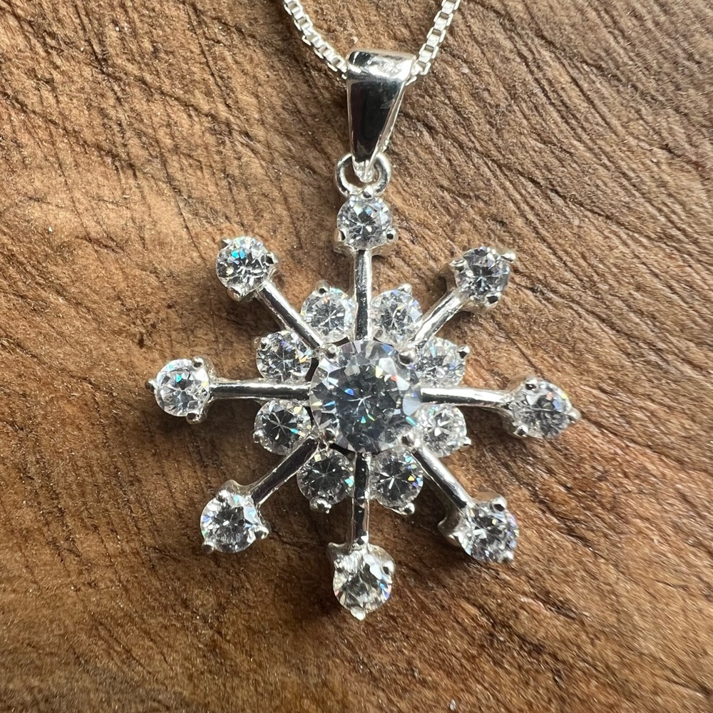 Cubic Zirconia Snowflake Necklace